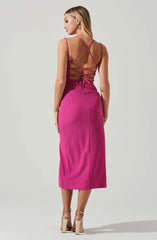 Brinda Wrap Midi Dress - Pink