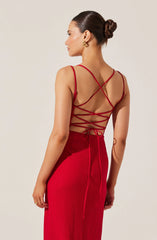 Brinda Wrap Midi Dress - Red