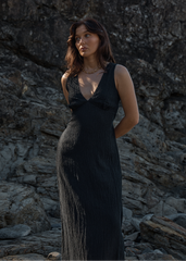 AFENDS Womens Tully - Seersucker Maxi Dress - Black
