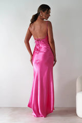 Celinee Satin Maxi Gown | Hot Pink
