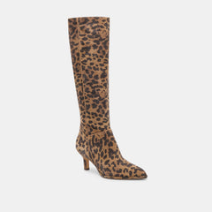 Aldy Boots Brown Leopard Printed Suede