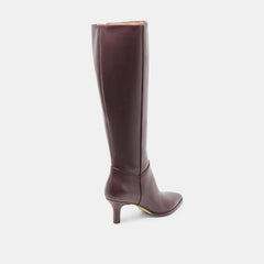 Aldy Wide Calf Boots Mulberry Leather
