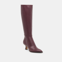 Auggie Wide Calf Boots Wine Leather