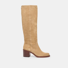 Lucyle Wide Calf Boots Dk Taupe Suede