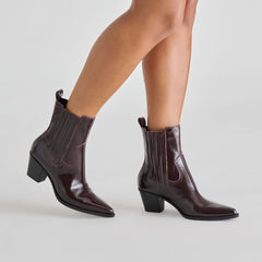 Slim Booties Mulberry Crinkle Patent
