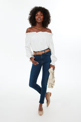 Beige Leather Monica Flats