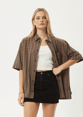 AFENDS Mens Hometown - Short Sleeve Shirt - Coffee