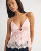 Bra-Free Bella Lace-Trim Satin Cami - Muled Pink