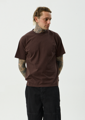 AFENDS Mens Genesis - Heavyweight Boxy Tee - Washed Coffee