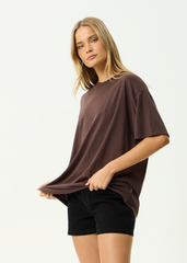 AFENDS Mens Genesis - Heavyweight Boxy Tee - Washed Coffee