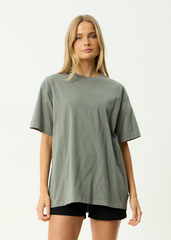 AFENDS Mens Genesis - Heavyweight Boxy Tee - Washed Sycamore