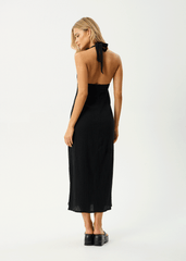 AFENDS Womens Andy - Seersucker Halter Maxi Dress - Black