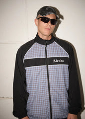 AFENDS Mens Spicy - Sports Spray Jacket - Slate Blue Check