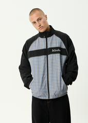 AFENDS Mens Spicy - Sports Spray Jacket - Slate Blue Check