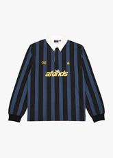 AFENDS Mens Angel Boy - Rugby Long Sleeve Tee - Black Stripe