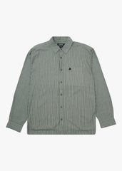 AFENDS Mens Pinned - Oversized Striped Long Sleeve Shirt - Sycamore Stripe