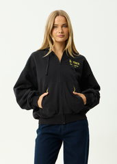 AFENDS Mens Heaven - Boxy Zip Hood - Stone Black
