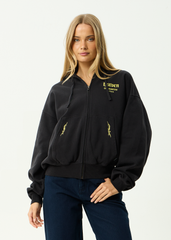 AFENDS Mens Heaven - Boxy Zip Hood - Stone Black