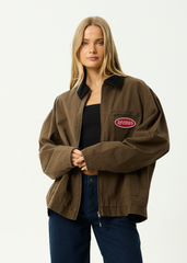 AFENDS Mens Casino Oracle V.2 - Workwear Jacket - Washed Coffee