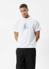 AFENDS Mens Flower Patch - Heavyweight Boxy Tee - White