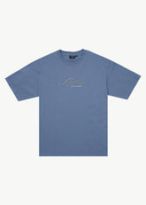 AFENDS Mens Horoscope - Boxy Tee - Washed Slate Blue