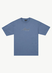 AFENDS Mens Horoscope - Boxy Tee - Washed Slate Blue