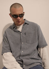 AFENDS Mens Independent - Short Sleeve Shirt - Navy Check