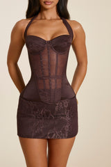 The Maeve Lace Corset Top in Brown