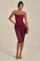 The Everly Lace Up Corset Top in Wine