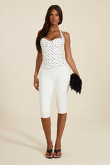 The Zadie Lace Up Corset Top in Polka Dot