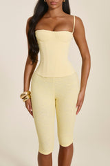The Everly Lace Up Corset Top in Butter Yellow