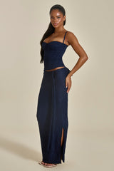 The Lexi Lace Corset Top in Navy Blue