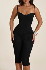 The Everly Lace Up Corset Top in Black
