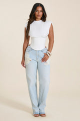 The Sandra Corset Top in White