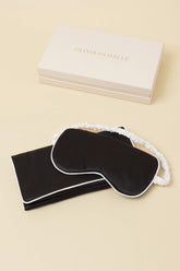 Audrey Jet Black Eye Mask in Silk Satin