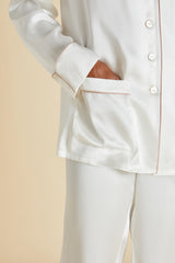 Coco Ivory Oyster Pajamas in Silk Satin