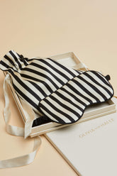 Nika Black and Ivory Eye Mask in Silk Satin