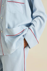 Laurent Cerulean Blue Pajamas in Sandwashed Silk