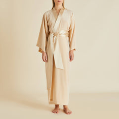 Queenie Caramel Robe in Silk Crêpe de Chine