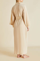 Queenie Caramel Robe in Silk Crêpe de Chine