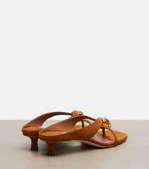 Jimmy Choo Emeri Stone Suede Thong Sandals In Brown