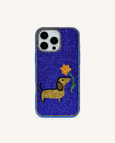 Dachshund with Flower Phone Case - Multicolor Blue