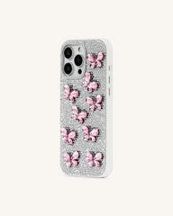 Butterfly Crystal Phone Case - White