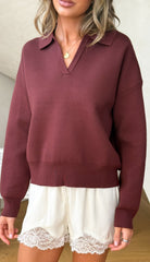 Rylie Collared Sweater - Brown