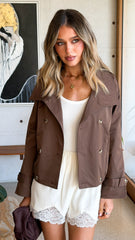 Jeanne Funnel Bomber Jacket - Chocolate