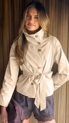 Marza Cropped Trench Coat - Light Beige