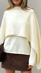 Jazmine Knitted Sweater and Scarf - Cream
