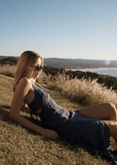 AFENDS Womens Grace - Cupro Maxi Dress - Navy