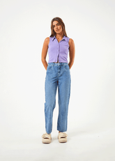 AFENDS Womens Shelby - Denim Wide Leg Jean Long - Worn Blue