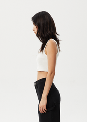 AFENDS Womens Chia - Rib Cropped Singlet - White